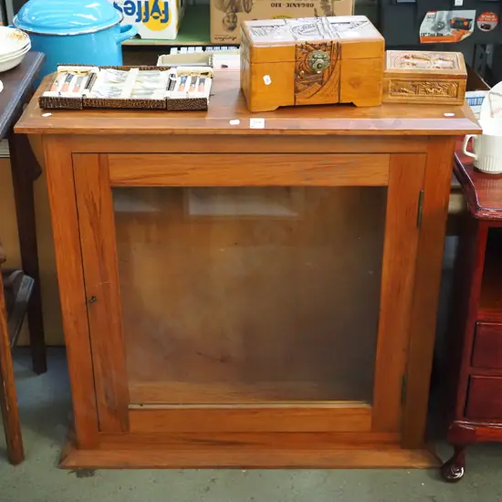 vintage rimu single drawer display cabinet - no shelves H-820 D-840 D-300