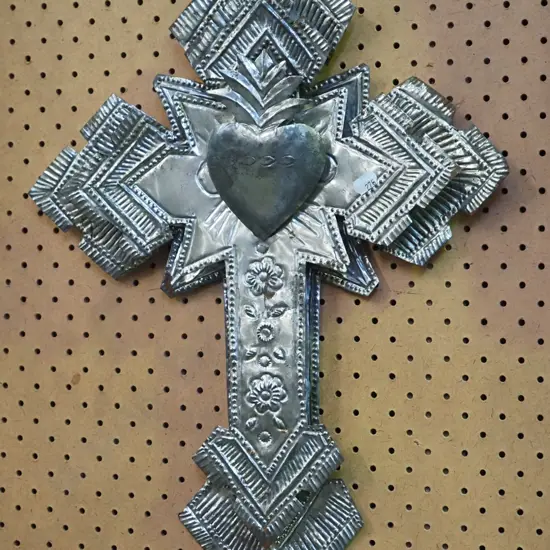 pressed tin crucifix
