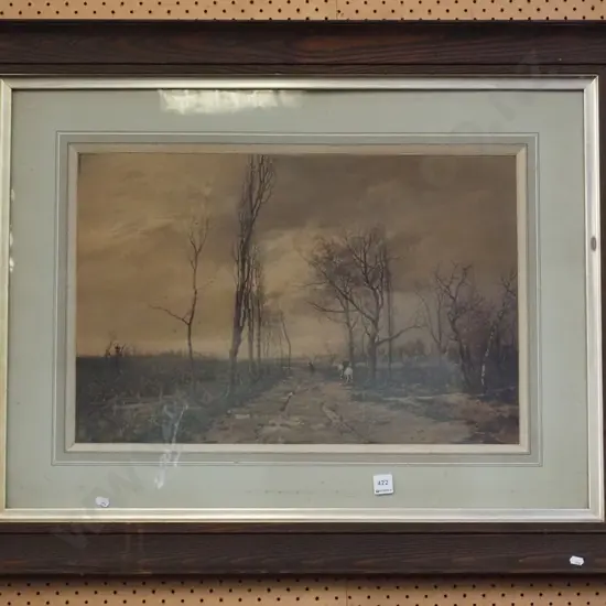 large oak framed print - country lane