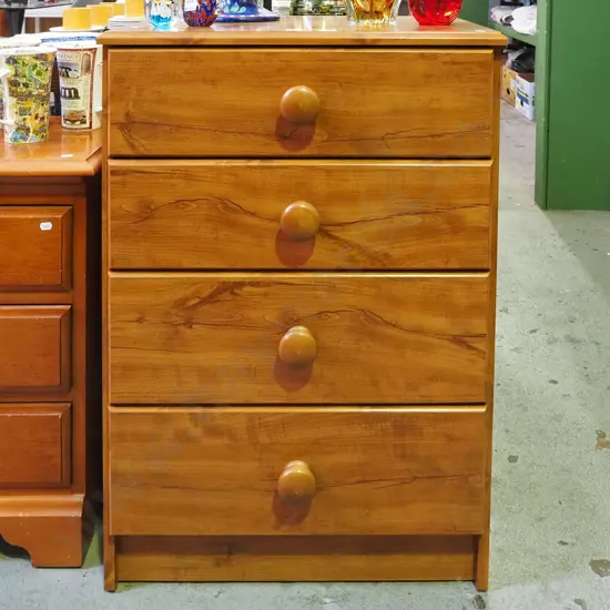 mdf fuax wood veneer 4 drawer chest H-840 W-585 D-410