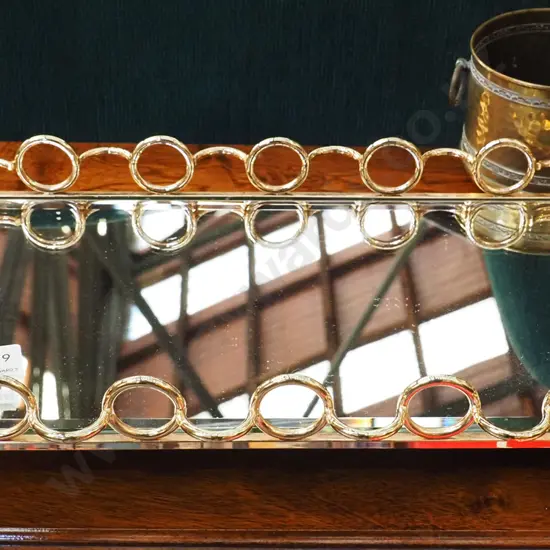 mid-century brass and mirrored bevelled glass tray