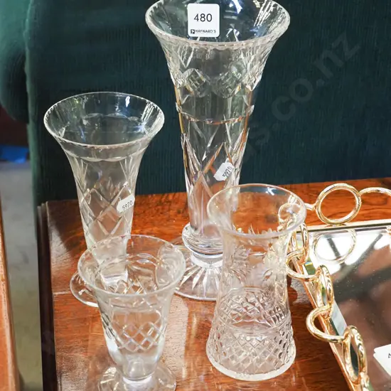4x cut crystal vases H-230