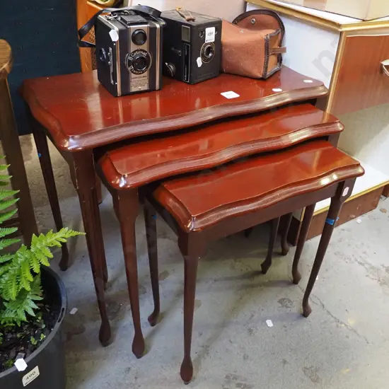 nest of 3 mahogany tables