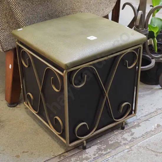 retro metal and vinyl wood bin