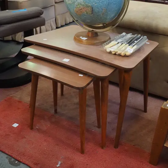 nest of 3 retro mahogany tables
