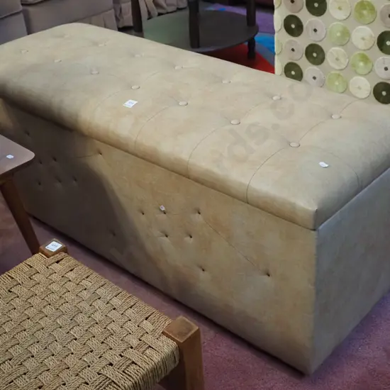 mid-century deep buttoned blanket box