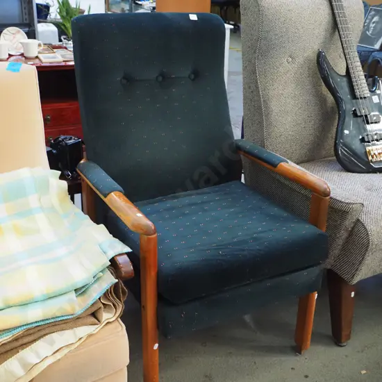 upholstered and wood invalids chair