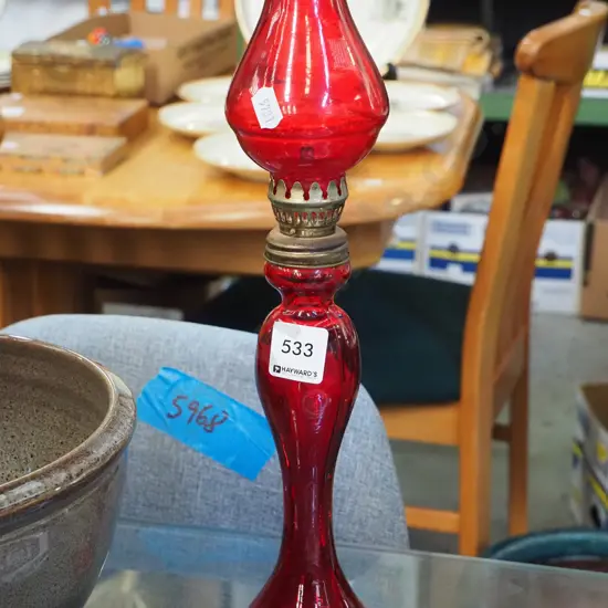 red glass kerosene lantern H-350