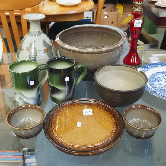 Temuka bowls, studio pottery bowls, cups, vase