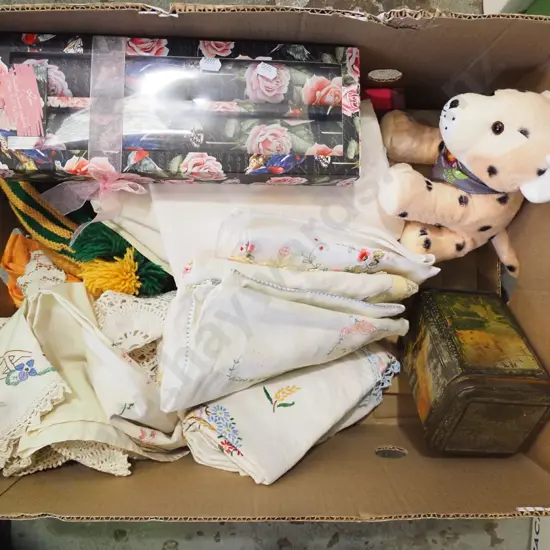 box; drawer liners, linen, teddy bear etc