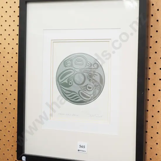 Bill Reid framed haida wolf drum print