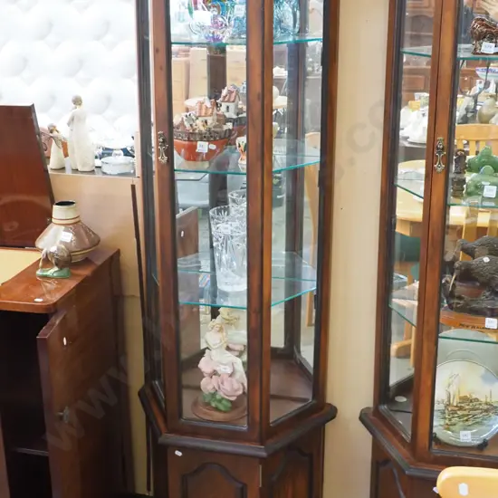 4 sided mirror back display cabinet with  1 glazed door H-1790 W-300 D-570