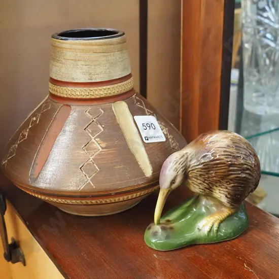 German pottery vase, ceramic kiwi