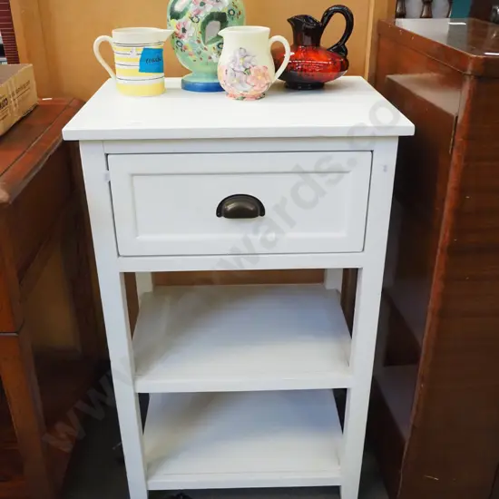 white painted hall table with 1 single drawer  