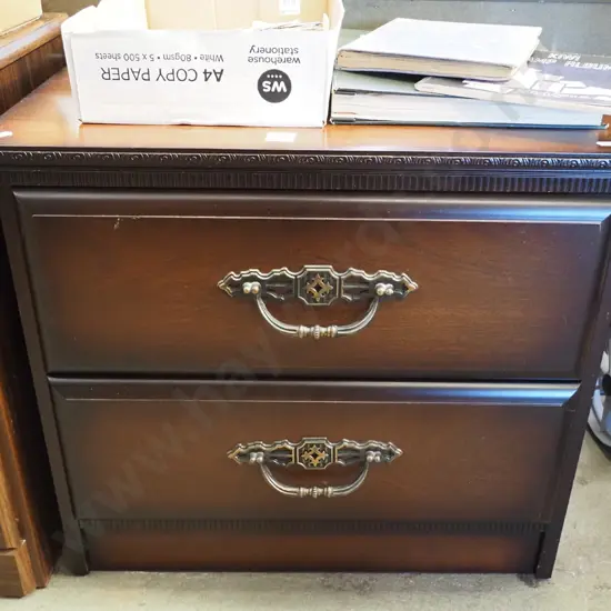 mdf and mahogany 2 drawer bedside cabinets