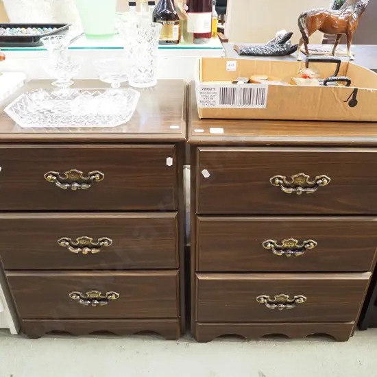 2x mdf faux wood veneer bedside cabinets