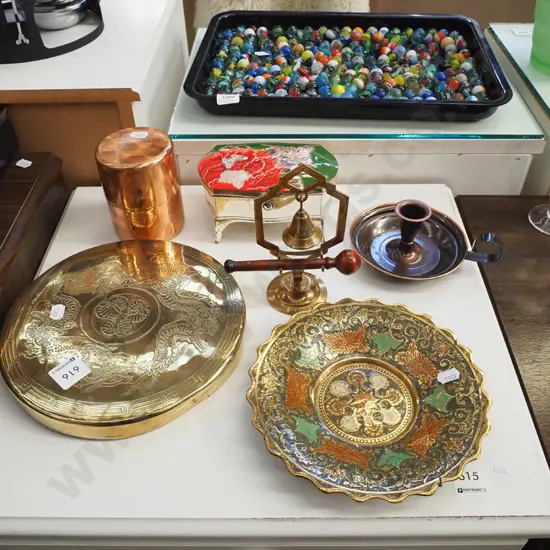 glass bell, trinket box, cloisonne bowl etc