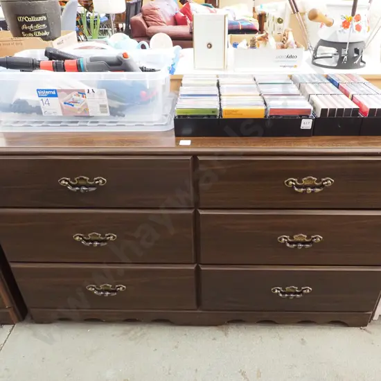 mdf faux wood veneer 6 drawer lowboy  H-660 W-1140 D-410