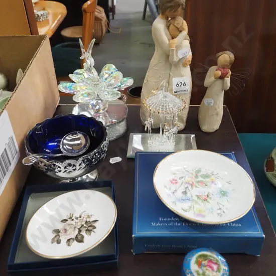 pin dishes, glass figurines, small Limoges miniature etc