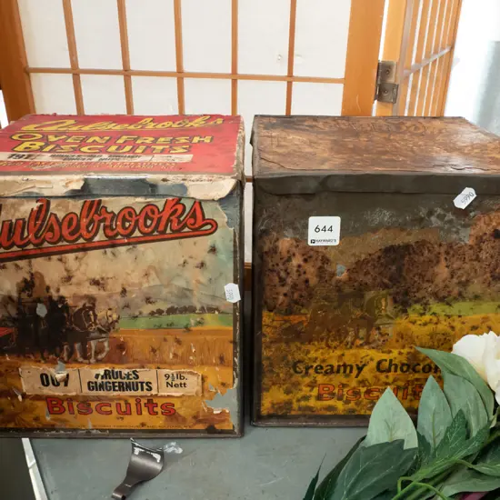 2x old biscuit tins