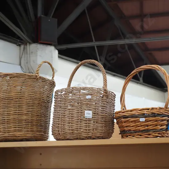 3x cane baskets