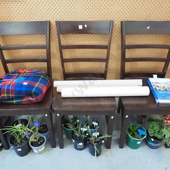 3x dark stained dining chairs