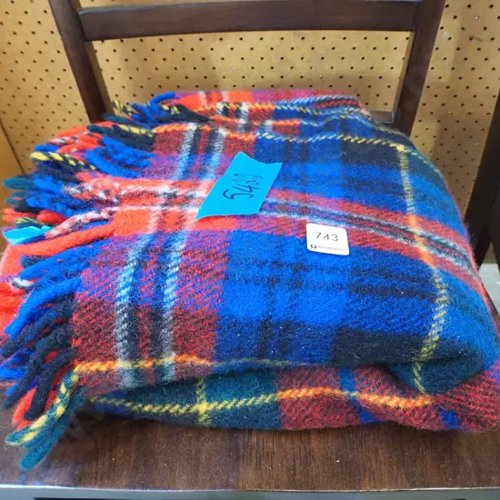 checked woollen travel rug