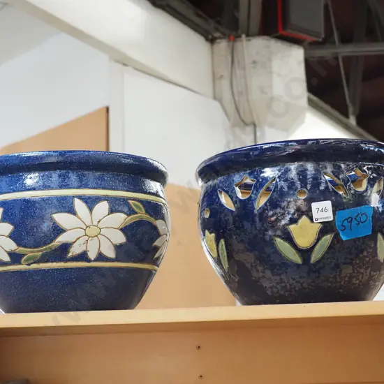 2x glazed jardinieres