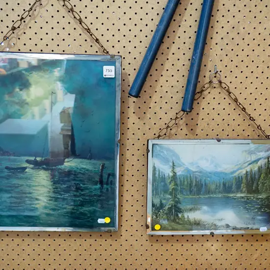 2x mirror prints - boat, landscape