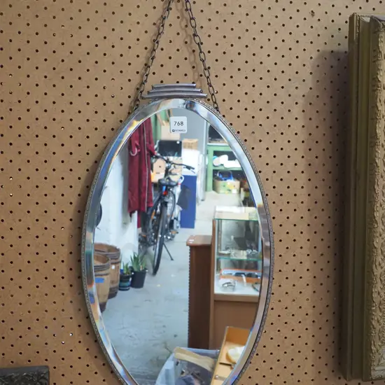 bevelled edge oval wall mirror H-530 W-310