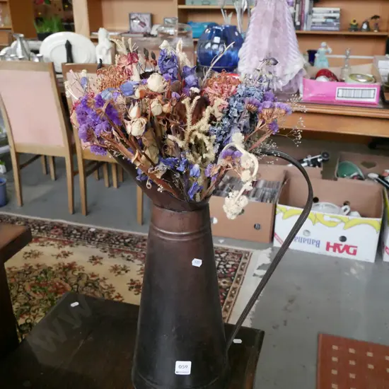 metal jug vase and dried flowers H-460
