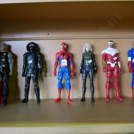 shelf of action figurines