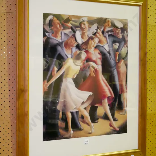 framed print - sailors and woman dancing