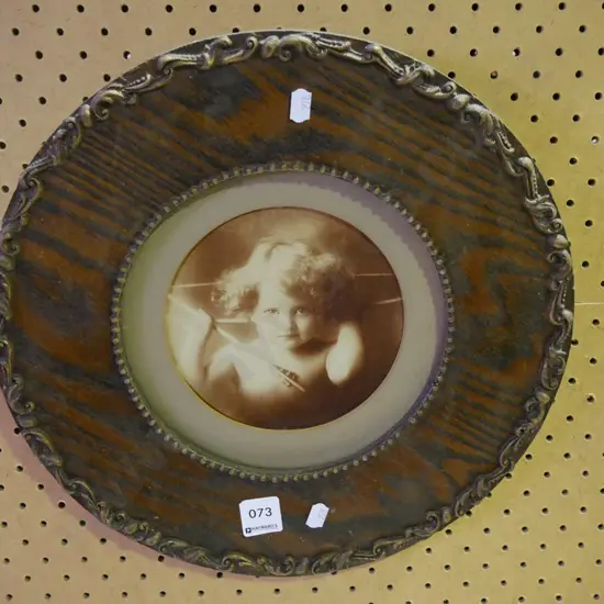 small wood framed cherub print 