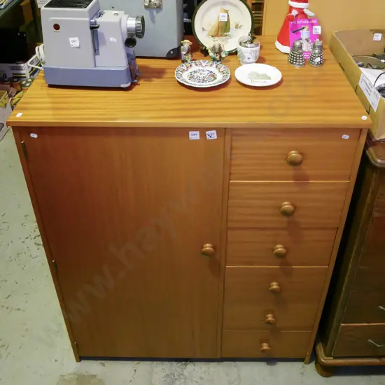 mdf faux wood veneer 6 drawer manrobe H-1140 W-910 D-550