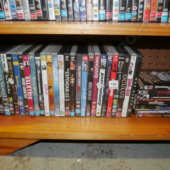 shelf of DVDs