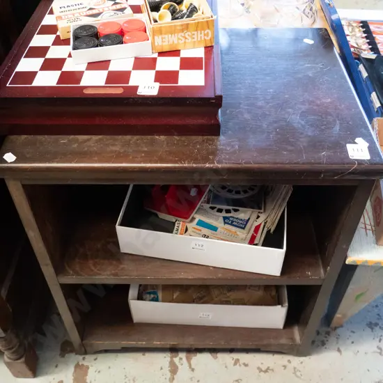 dark stained solid oak end table/bookcase H-620 W-500 D-335