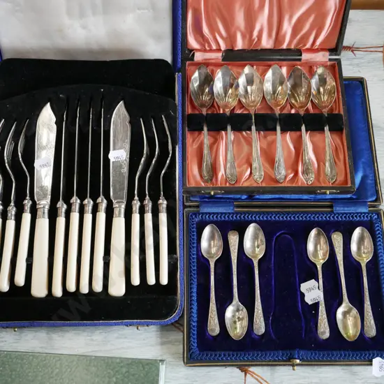 cased cutlery - fish set, spoons