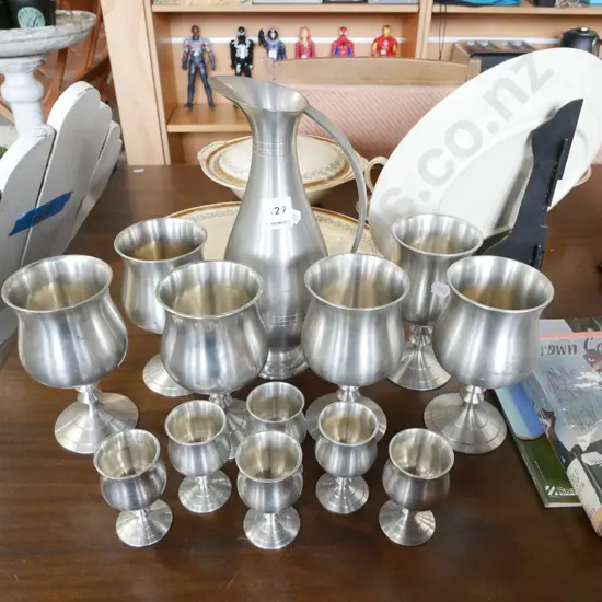 pewter jug and goblets