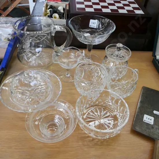 cut crystal items; jug, bowls, cover dish etc