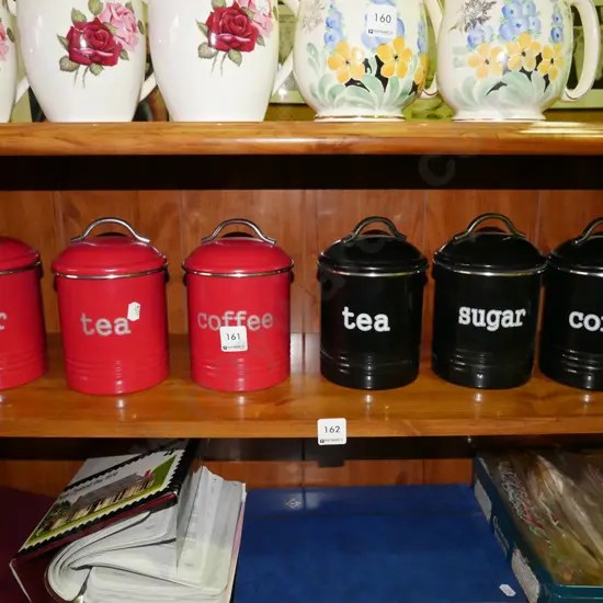 shelf of storage canisters