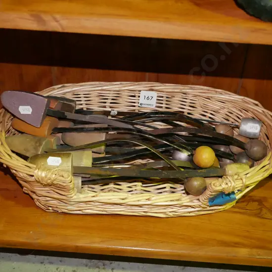 cane basket, shoe forms