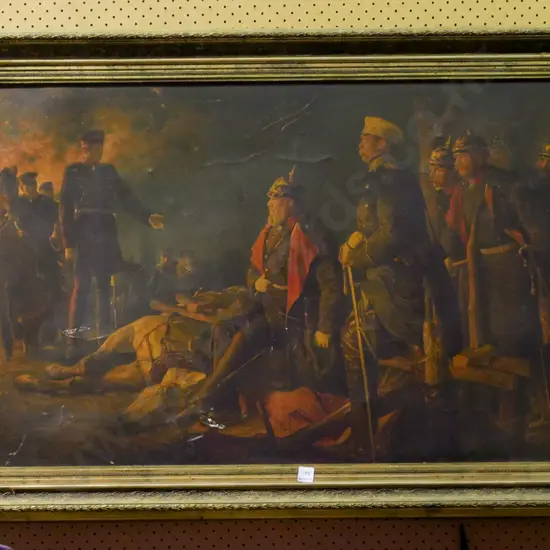 large gilt framed print - military commanders - significant damage