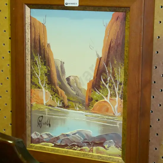 framed oil - river scene