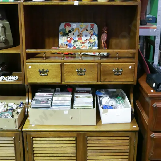 mahogany Welsh dresser with 2 louvre doors and 3 drawers H-1860 W-765 D-420