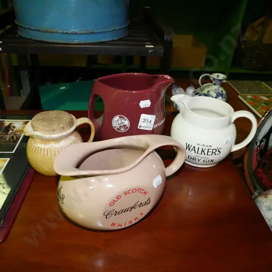 3x whisky jugs, 1 other jug
