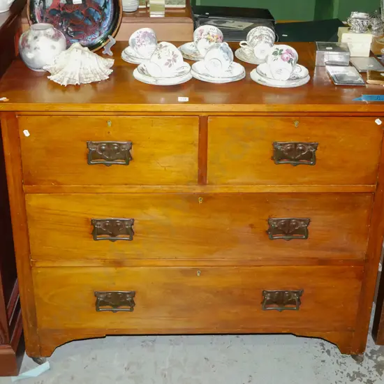 Edwardian rimu 4 drawer chest - borer on sides