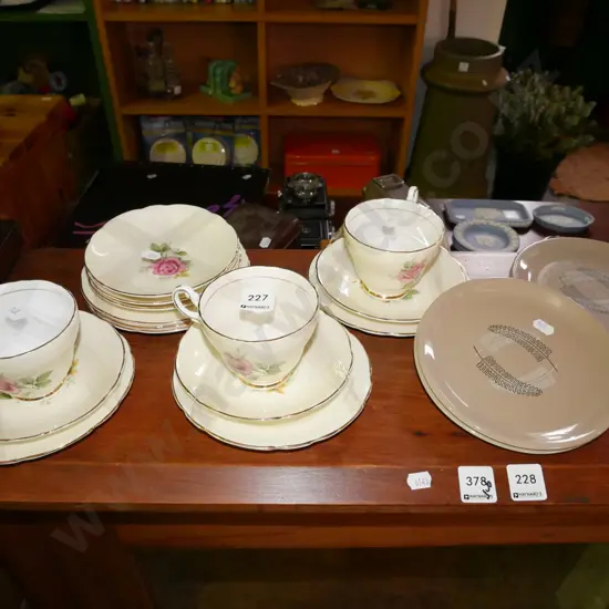 Crown Lynn plates, trios, cups, saucers