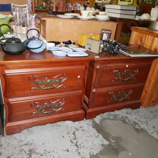 pair of solid pine 2 drawer bedside cabinets