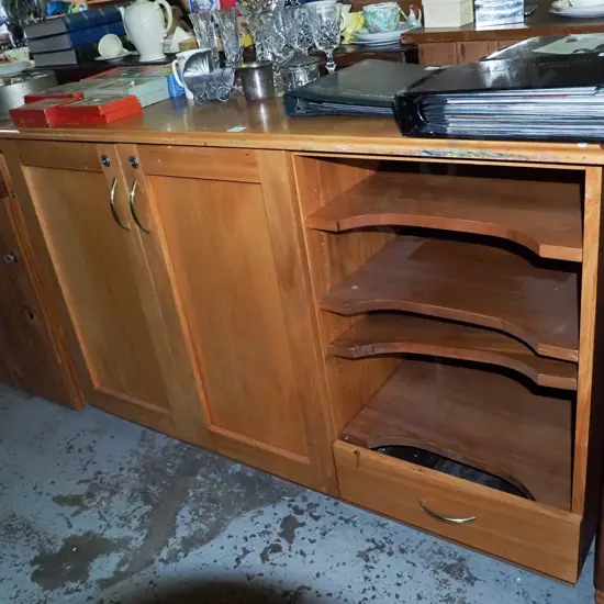 rimu 2 door 1 drawer office cabinet - no keys H-820 W-1330 D-440